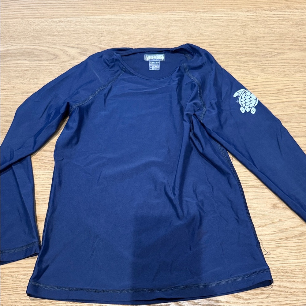 Vilebrequin Kids Long Sleeve Navy Shirt with Turtle Design